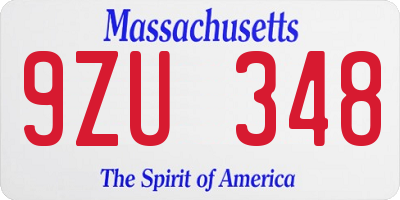 MA license plate 9ZU348