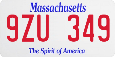 MA license plate 9ZU349