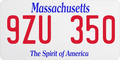 MA license plate 9ZU350