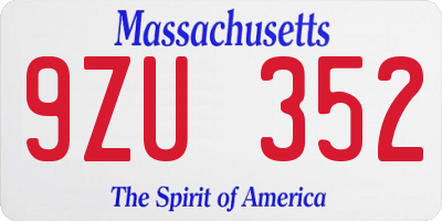 MA license plate 9ZU352