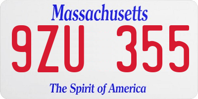 MA license plate 9ZU355