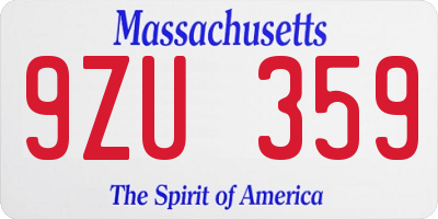 MA license plate 9ZU359