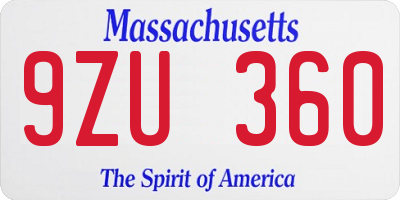 MA license plate 9ZU360