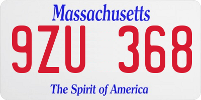 MA license plate 9ZU368