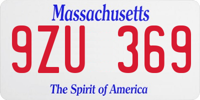 MA license plate 9ZU369