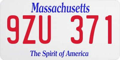 MA license plate 9ZU371