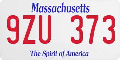 MA license plate 9ZU373