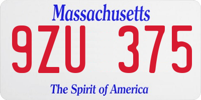 MA license plate 9ZU375