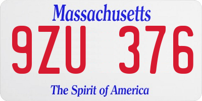 MA license plate 9ZU376