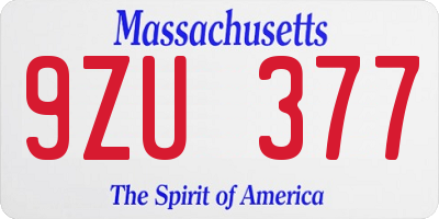 MA license plate 9ZU377