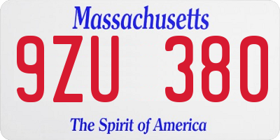 MA license plate 9ZU380