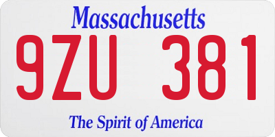 MA license plate 9ZU381