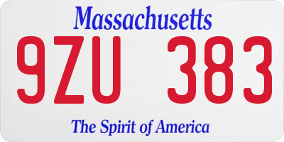 MA license plate 9ZU383