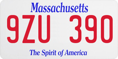 MA license plate 9ZU390