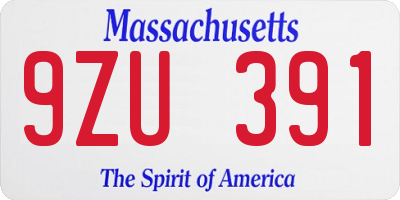 MA license plate 9ZU391