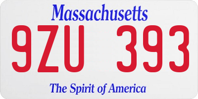 MA license plate 9ZU393