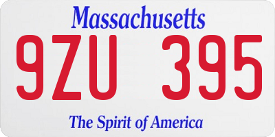 MA license plate 9ZU395