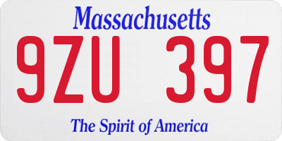 MA license plate 9ZU397