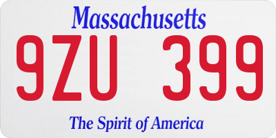 MA license plate 9ZU399