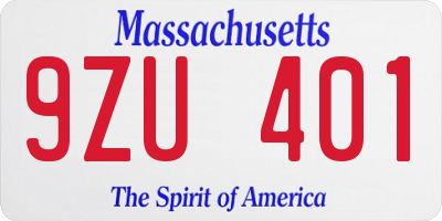 MA license plate 9ZU401