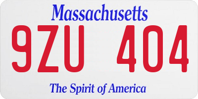 MA license plate 9ZU404