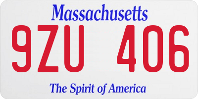 MA license plate 9ZU406