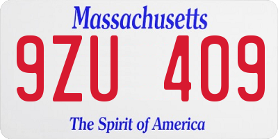 MA license plate 9ZU409