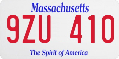 MA license plate 9ZU410