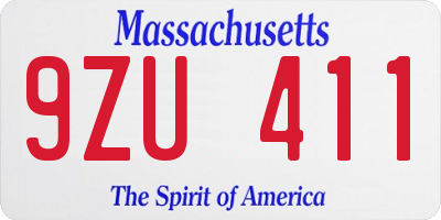 MA license plate 9ZU411