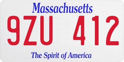 MA license plate 9ZU412