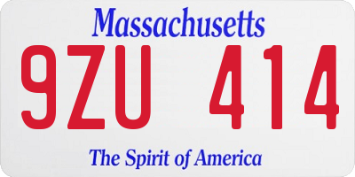 MA license plate 9ZU414