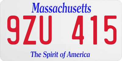 MA license plate 9ZU415