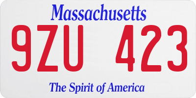 MA license plate 9ZU423