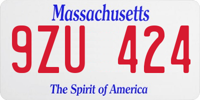 MA license plate 9ZU424