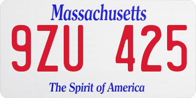 MA license plate 9ZU425