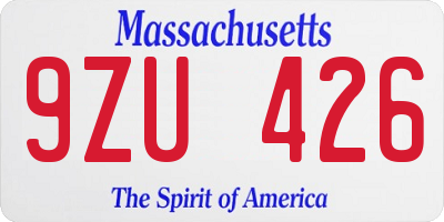 MA license plate 9ZU426