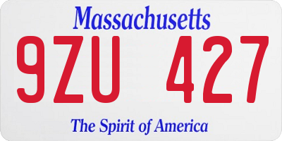 MA license plate 9ZU427