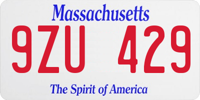 MA license plate 9ZU429