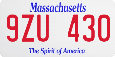 MA license plate 9ZU430