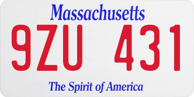 MA license plate 9ZU431