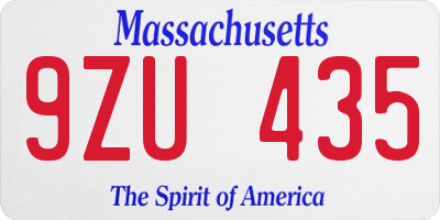 MA license plate 9ZU435