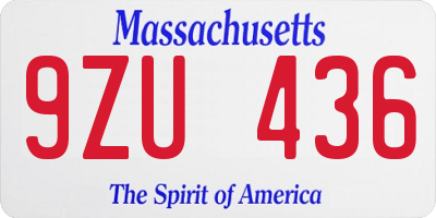 MA license plate 9ZU436