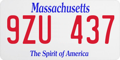 MA license plate 9ZU437