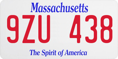 MA license plate 9ZU438