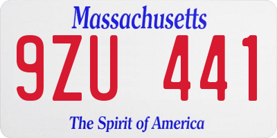 MA license plate 9ZU441