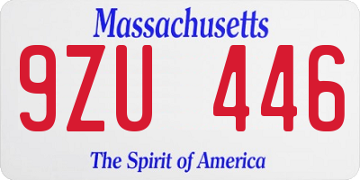 MA license plate 9ZU446