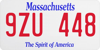 MA license plate 9ZU448