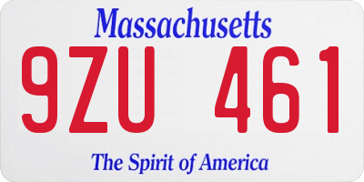 MA license plate 9ZU461