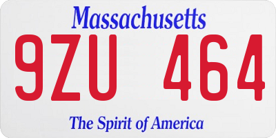 MA license plate 9ZU464