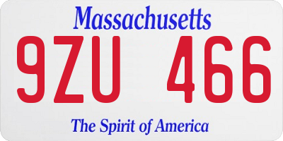 MA license plate 9ZU466